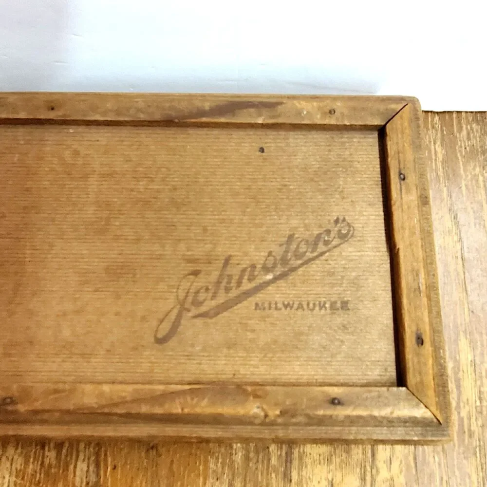 Vintage Johnston's Candies Wooden Chocolate Box Antique Advertising Decor